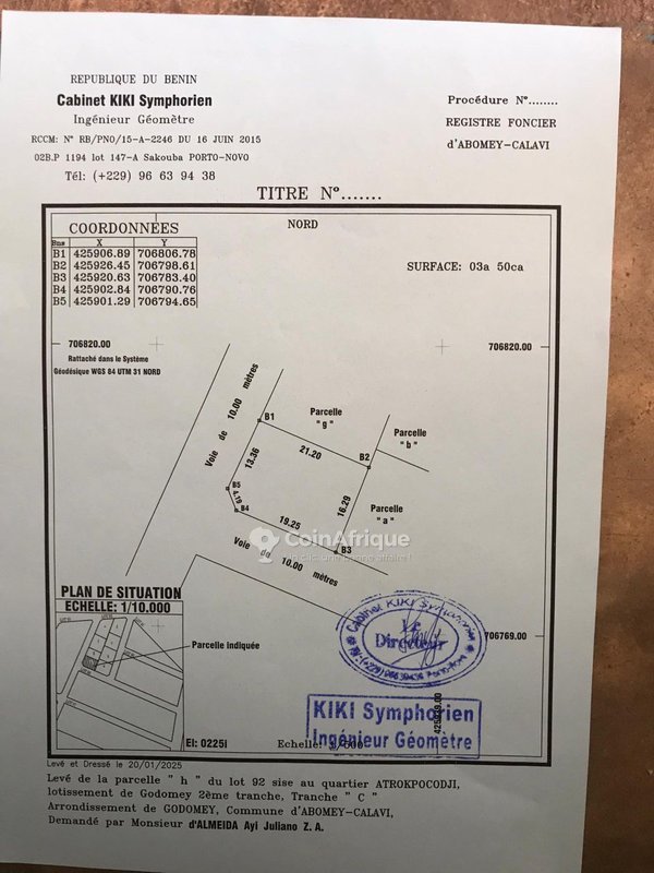 Terrain de 350 m² avec documents légaux complets à Godomey Atrokpocodji