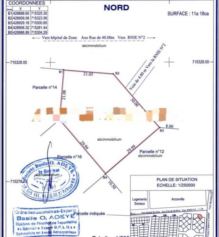Terrain spacieux de 1118 m² en bordure de route inter-État avec titre foncier en cours