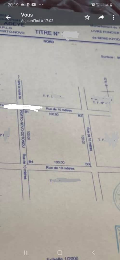 Terrain exceptionnel de 10 000 m² avec titre foncier et accès sur 4 rues