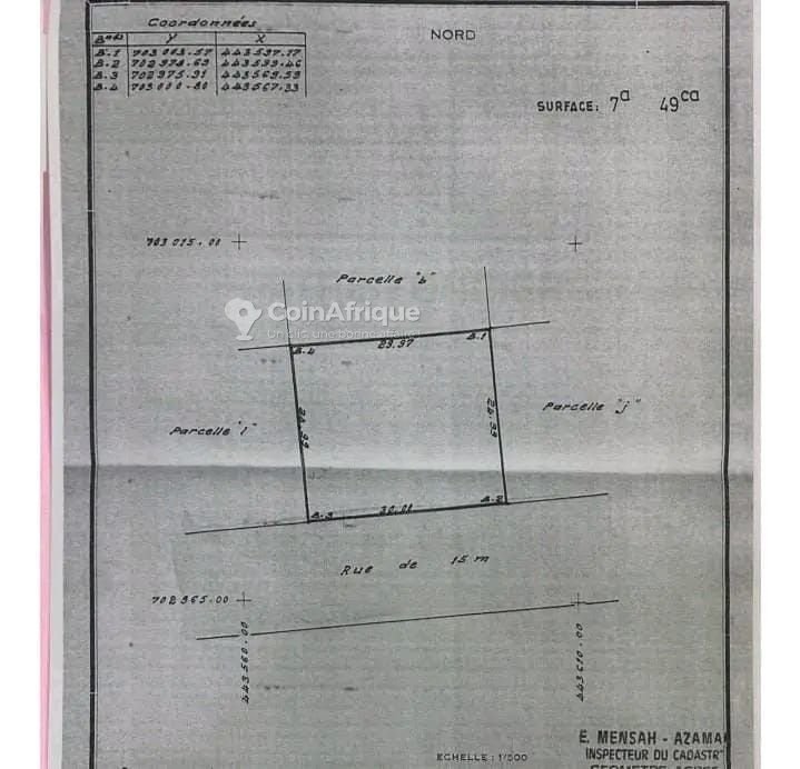 Terrain spacieux de 749 m² avec titre foncier personnel – Idéal pour projet immobilier