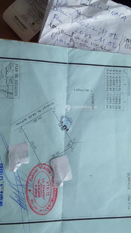Terrain spacieux de 500m² avec tous documents légaux à jour