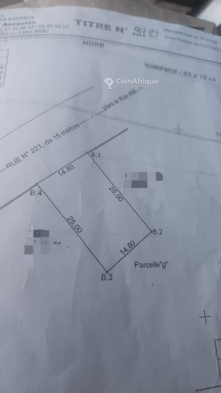 Terrain exclusif de 370 m² avec titre foncier personnel et voie large