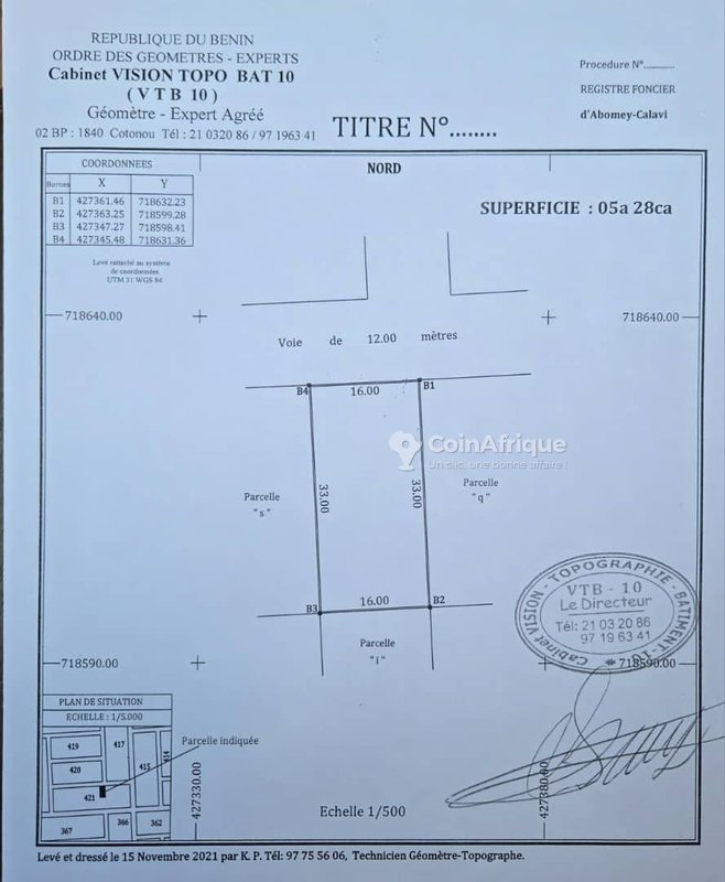 Terrain clôturé de 500 m² avec titre foncier en cours