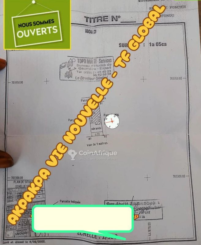 Terrain de 210 m² avec titre foncier global en zone stratégique