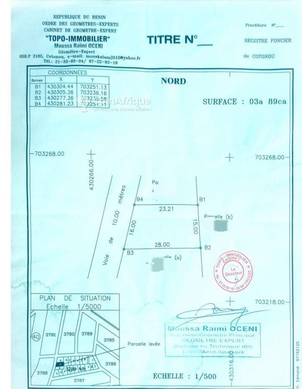 Terrain constructible de 389 m² avec documents légaux complets à Fidjrossè-Kpota