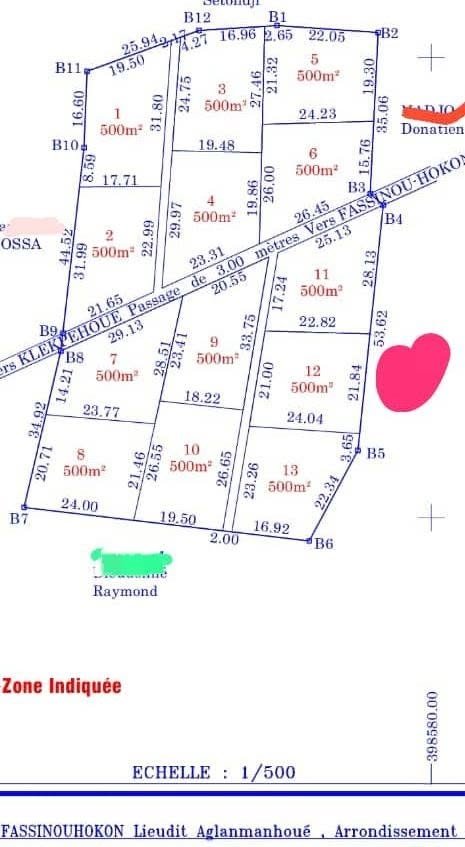Terrain clôturé de 500 m² avec dossier sécurisé et plan disponible