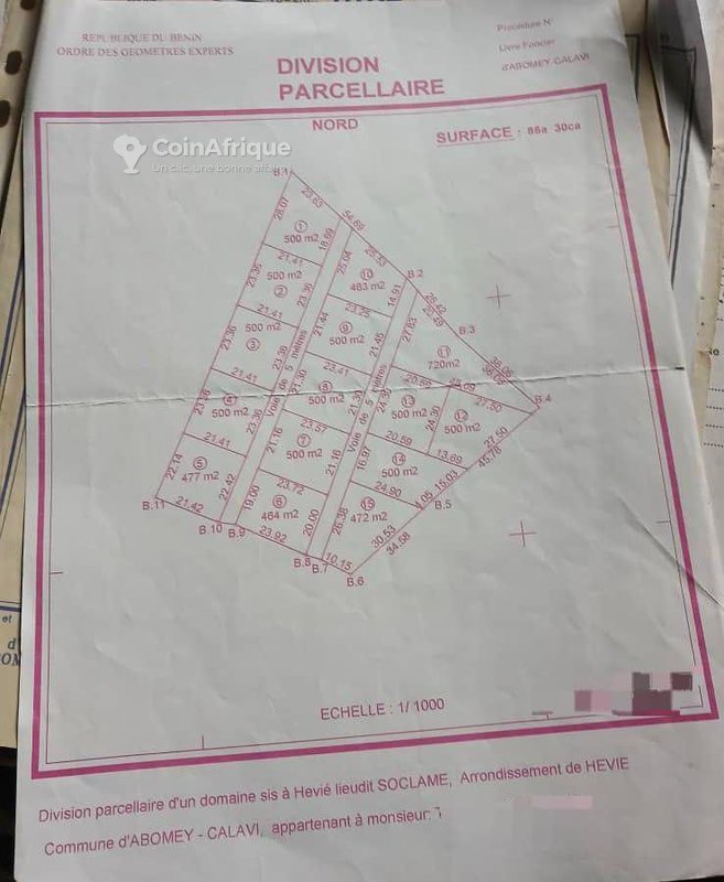 Terrain exceptionnel de 8 730 m² divisé en 15 parcelles viabilisées à proximité immédiate du goudron inter-état