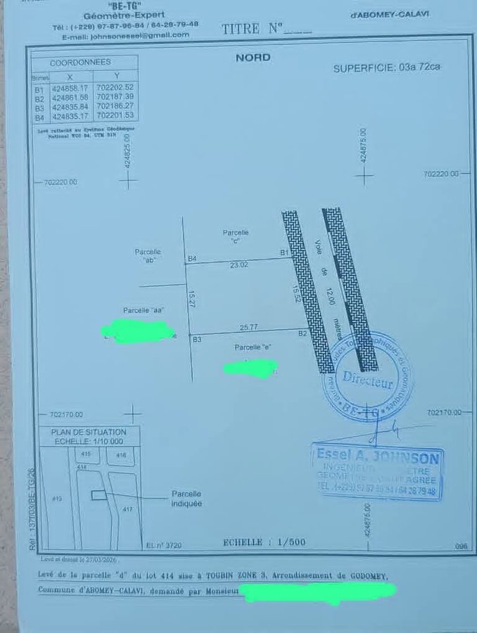 Terrain spacieux de 372 m² en zone résidentielle calme avec voie goudronnée