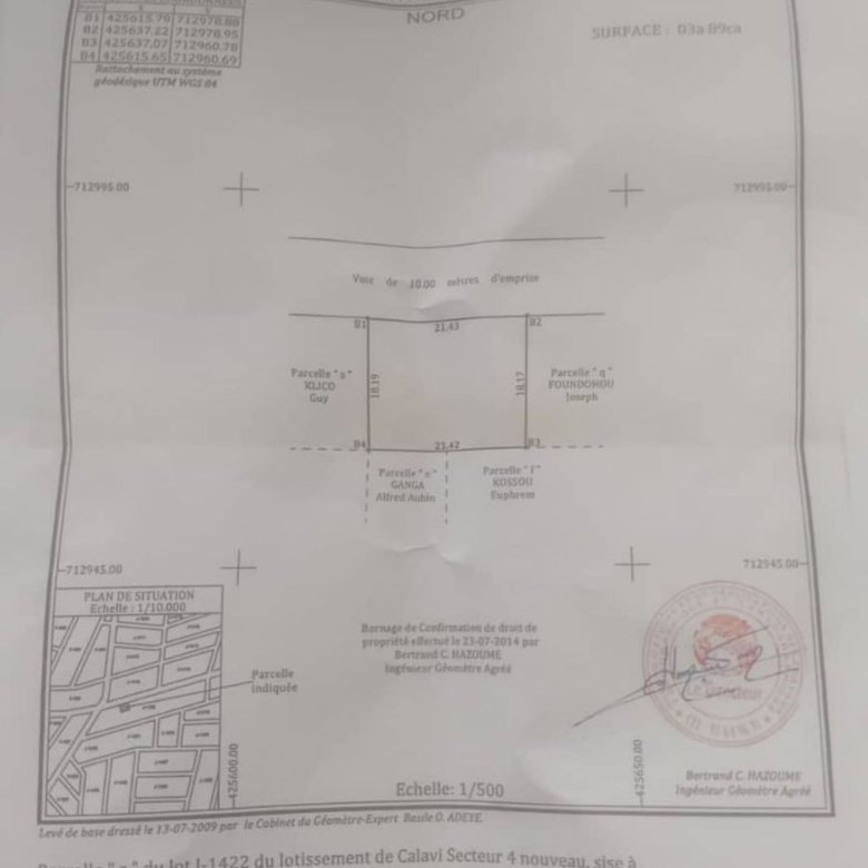 Terrain spacieux de 387m² avec titre foncier et clôture sécurisée