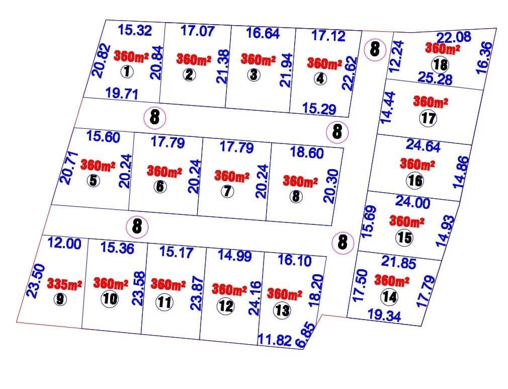 Terrain constructible de 360 m² avec titre foncier et voies larges