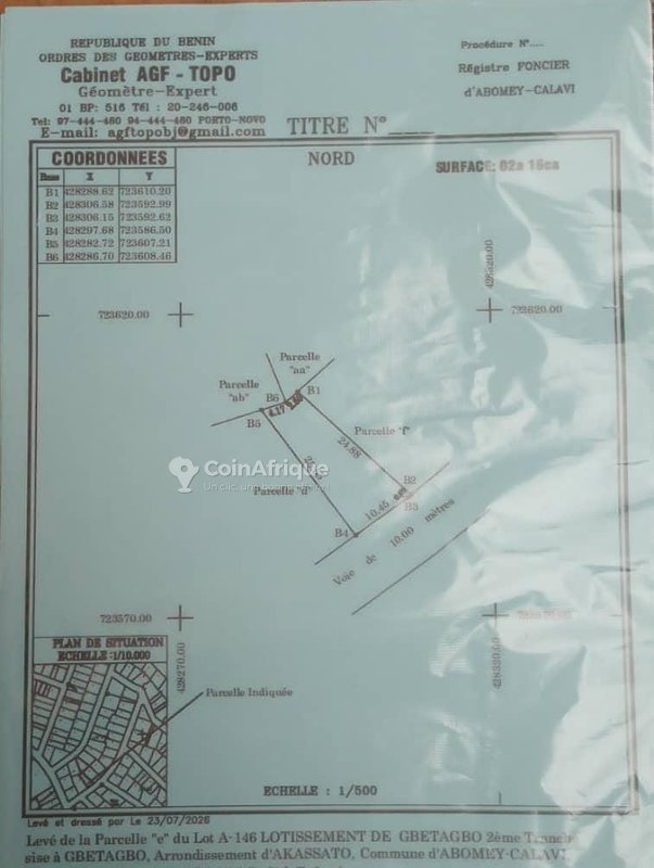 Terrain spacieux de 216 m² avec documents légaux complets