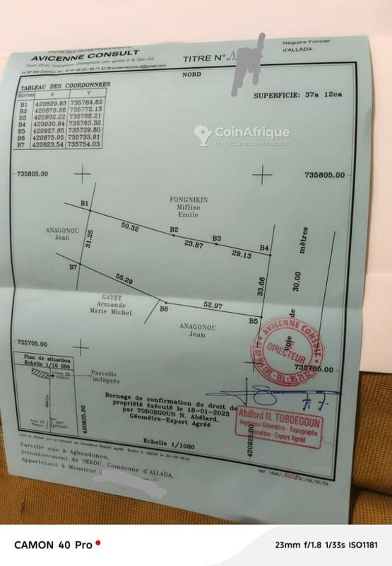 Terrain spacieux de 3712 m² avec titre foncier personnel - Opportunité rare