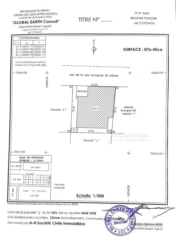 Magnifique propriété R+2 avec terrasse spacieuse et titre foncier personnel
