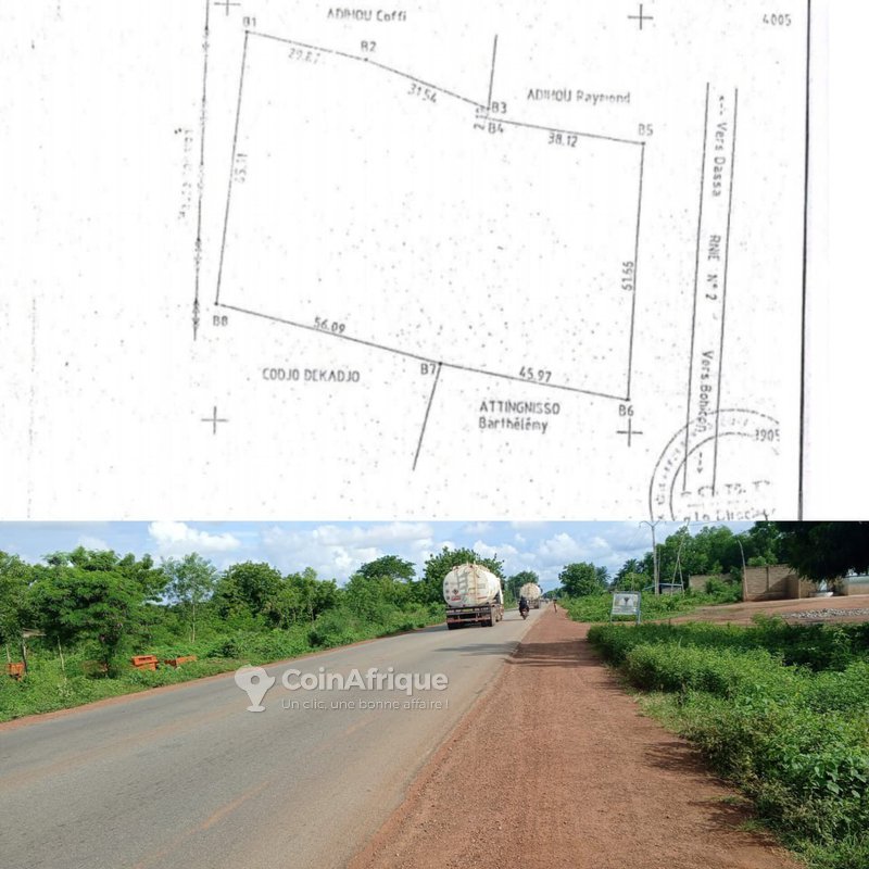 Terrain constructible avec titre foncier en bordure de voie inter-état – Idéal pour projets commerciaux et hôteliers