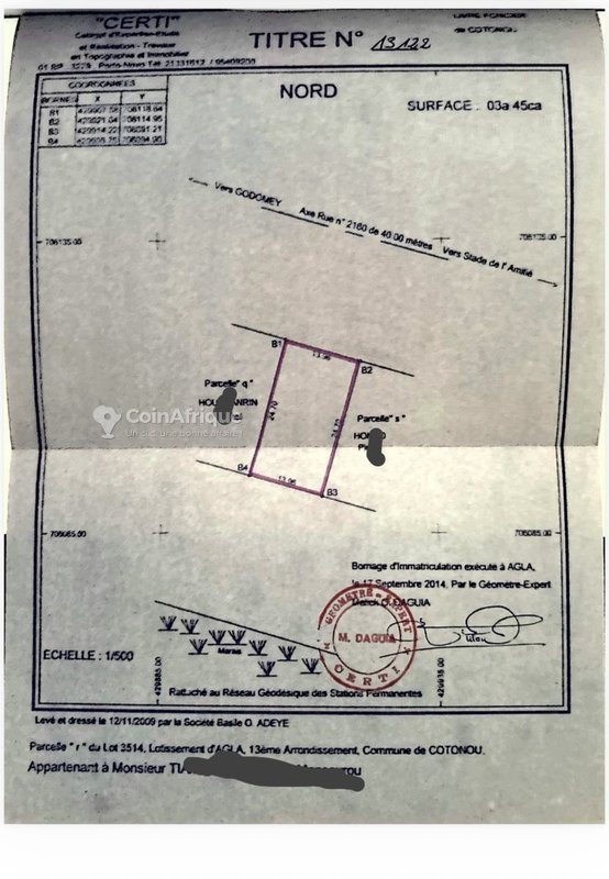 Terrain de 345 m² avec titre foncier personnel et accès goudronné