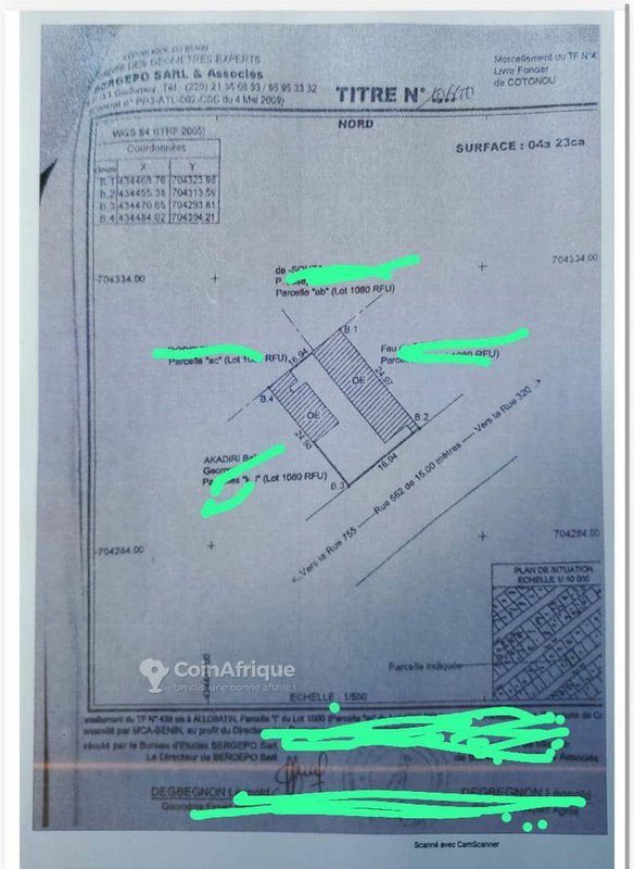 Terrain de 418 m² avec titre foncier personnel – Idéal pour tout projet immobilier