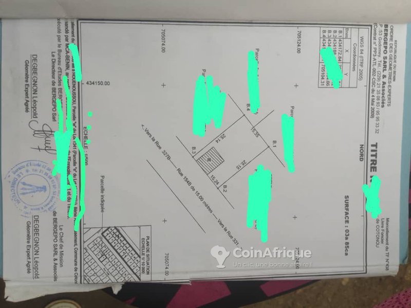 Terrain de 385 m² avec titre foncier personnel sécurisé