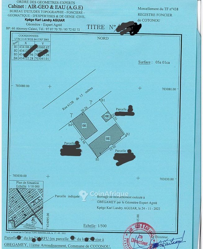 Terrain constructible de 495 m² avec titre foncier personnel - Idéal pour projet immobilier