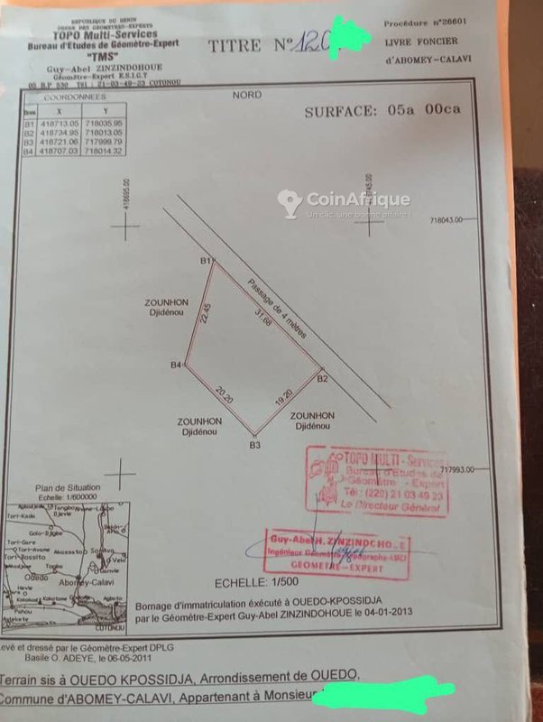 Terrain à vendre avec titre foncier personnel dans un quartier prisé