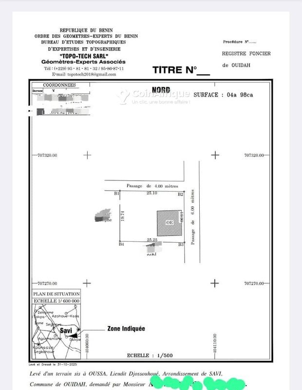 Terrain constructible de 500 m² avec deux chambres et documents légaux complets
