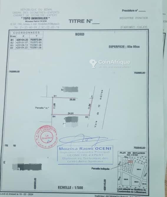 Terrain exceptionnel de 641 m² avec titres fonciers complets à Fidjrossè Togbin