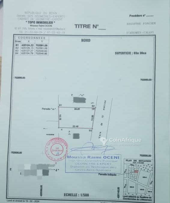Terrain exceptionnel de 641 m² avec titres fonciers complets à Fidjrossè Togbin
