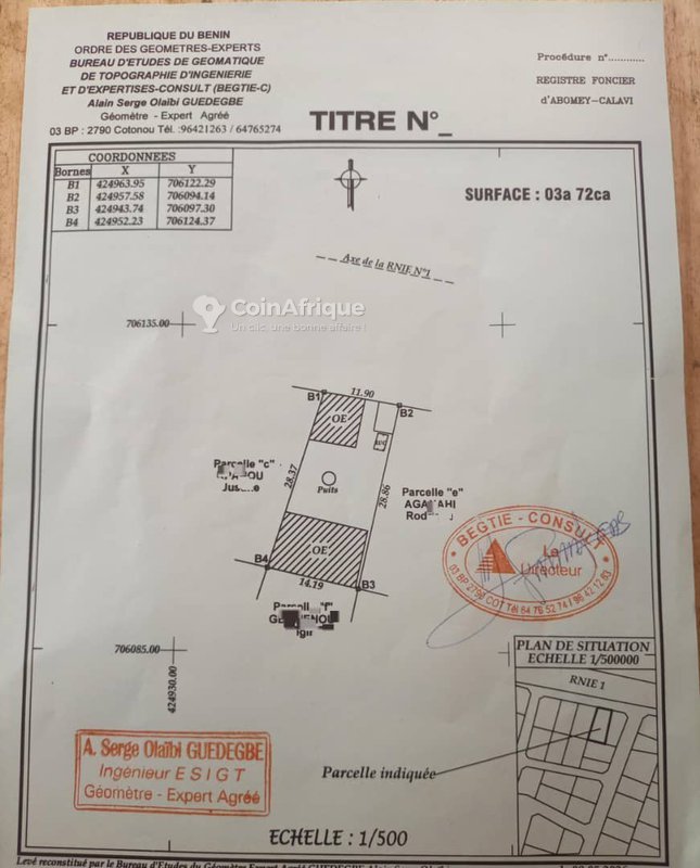 Terrain stratégique de 372 m² avec titre foncier et accès goudronné