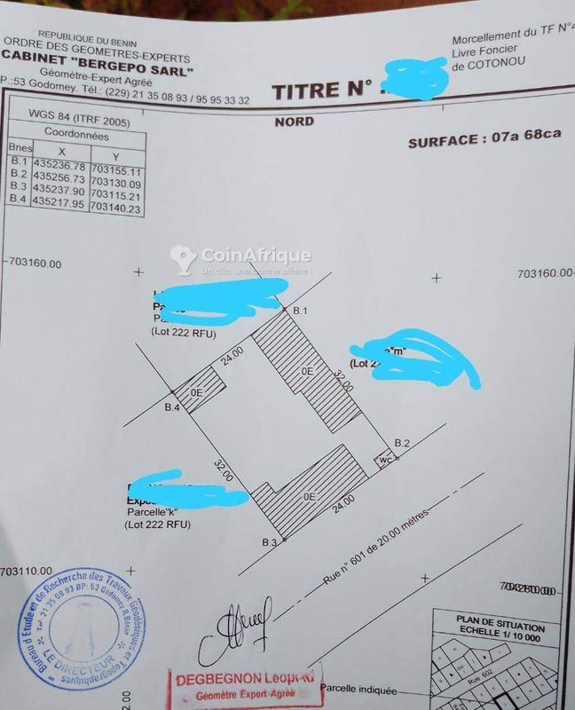 Terrain spacieux de 768 m² avec titre foncier personnel à vendre