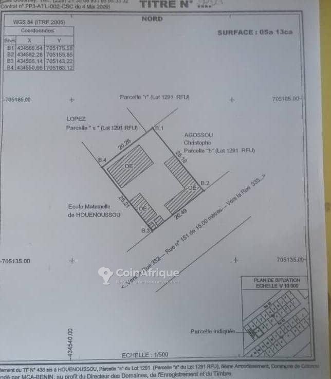 Terrain constructible de 513 m² avec titre foncier et levé topographique