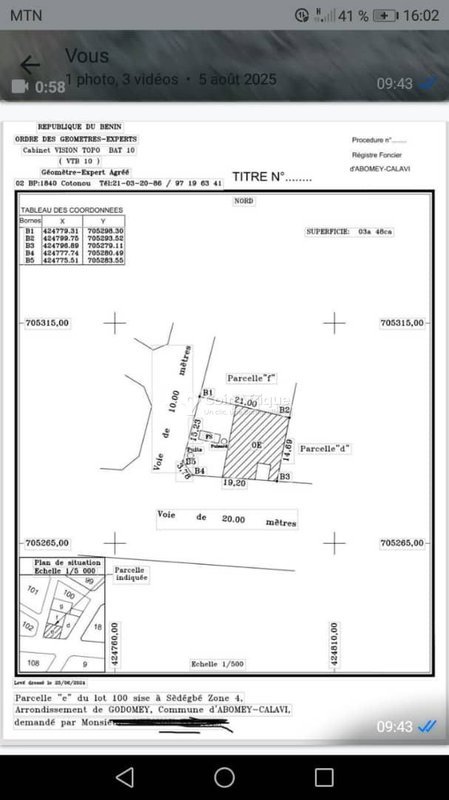 Terrain constructible avec fondation R+3 et boutiques sur voie principale