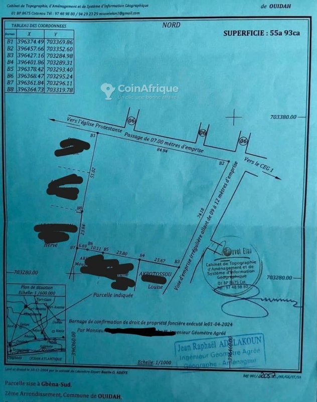 Terrain spacieux de 5593 m² avec titre foncier personnel - Idéal pour projets hôteliers ou commerciaux