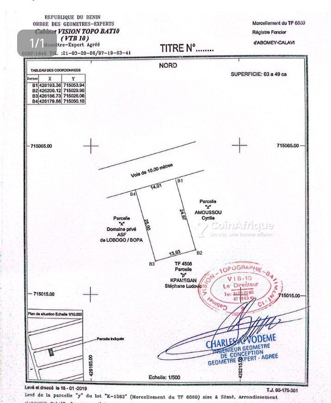 Terrain de 349 m² clôturé avec titre foncier – Investissement sécurisé et stratégique