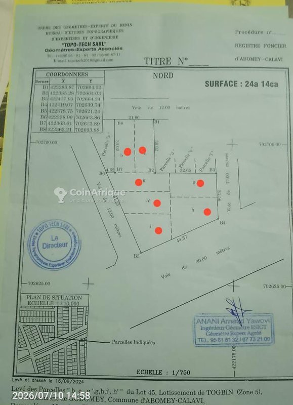 Terrain exceptionnel de 2414 m² en angle de rues avec documents officiels