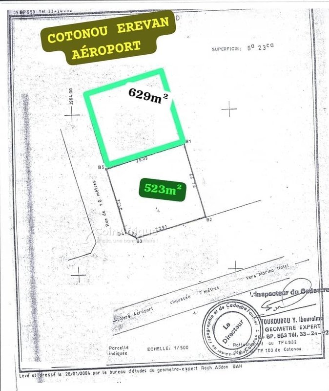Terrain exceptionnel de 1152m² avec titre foncier et dossier notarial en angle de rue