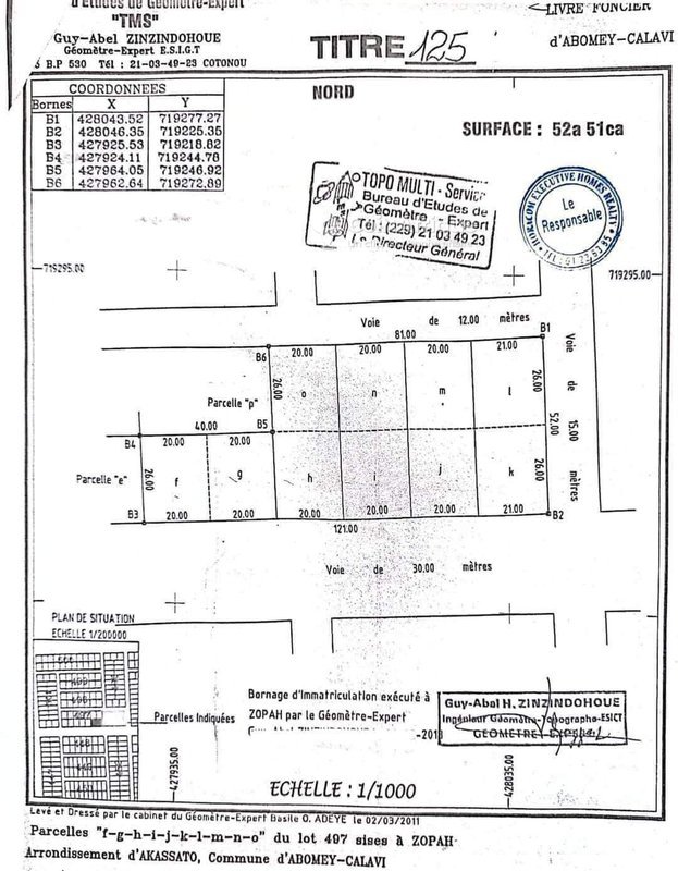 Terrain exceptionnel de 10 parcelles avec accès sur 2 rues et titre foncier personnel