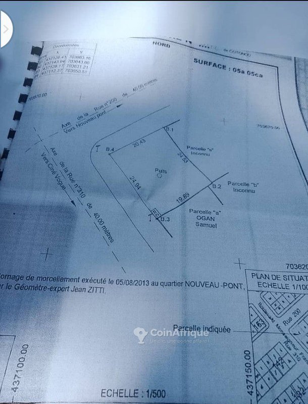 Terrain en angle de rue avec titre foncier - 505 m²
