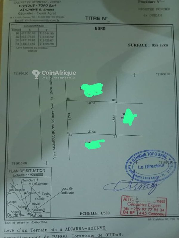 Terrain spacieux de 525 m² en vente avec documents complets et emplacement stratégique