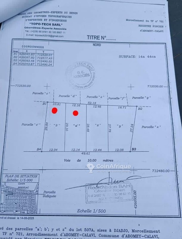 Terrain exceptionnel de 700m² avec titre foncier global à proximité d'un séminaire