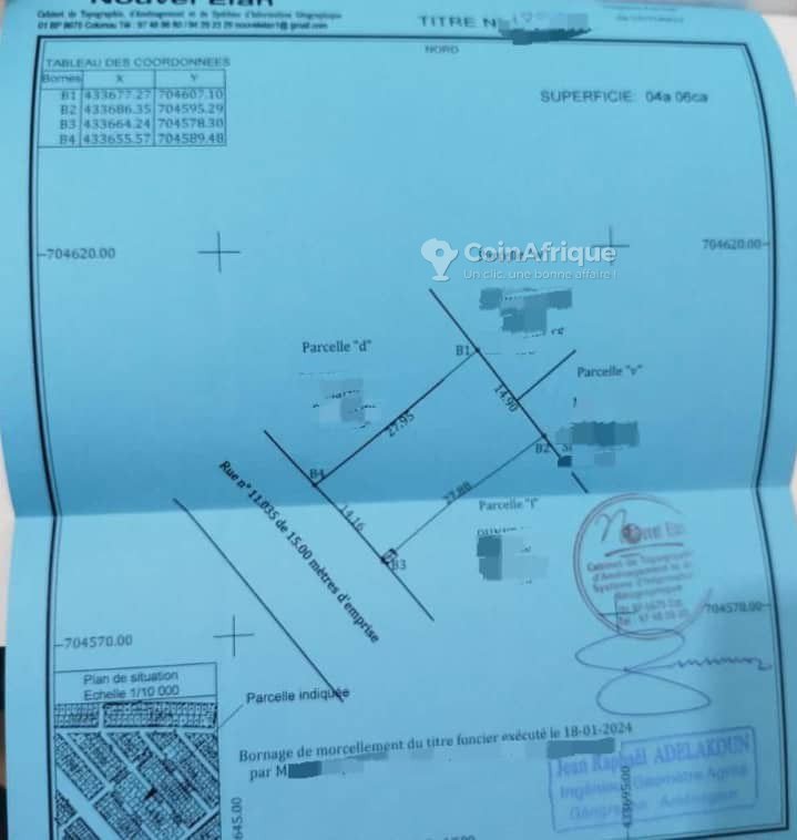 Terrain de 406 m² avec Titre Foncier Personnel – Emplacement stratégique et prêt pour vos projets