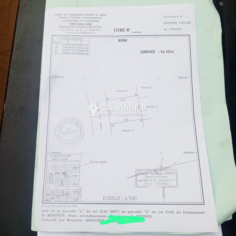Terrain sécurisé de 342 m² avec attestation de recasement en position stratégique