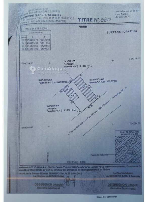 Terrain constructible de 3 lots avec titre foncier à proximité immédiate du rond-point de l'Étoile