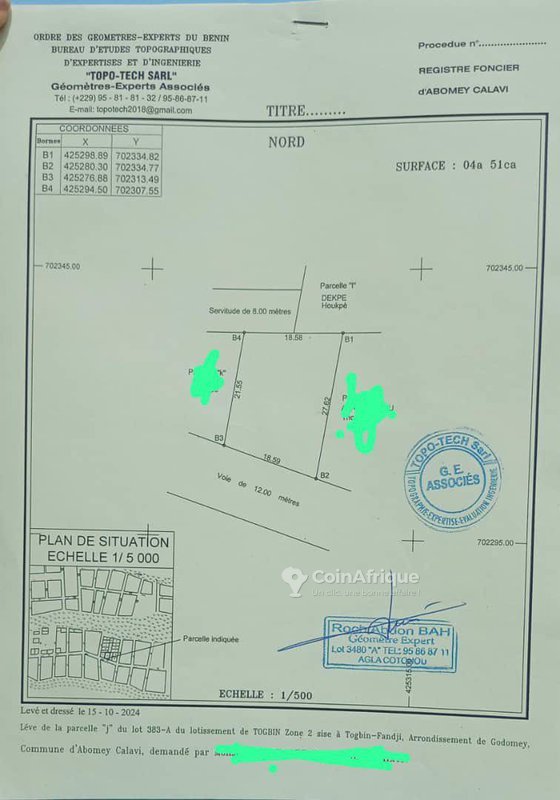 Terrain constructible de 451 m² avec clôture, portail et documents légaux complets
