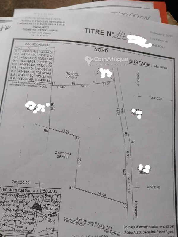 Terrain exceptionnel de 7465 m² avec titre foncier personnel en angle de rue stratégique