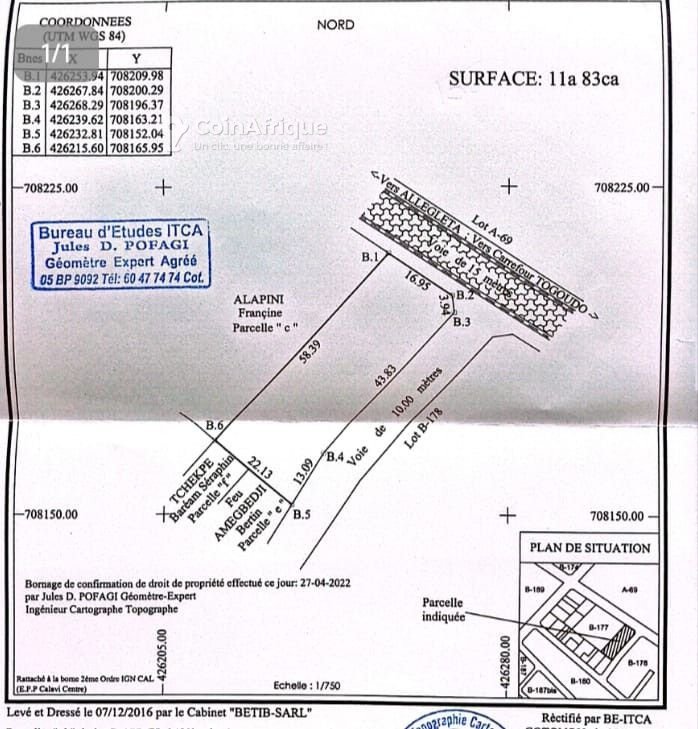 Terrain de 1200 m² avec titre foncier personnel et emplacement stratégique