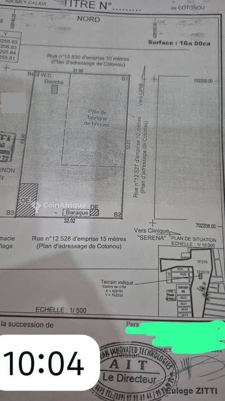 Terrain constructible de 1600 m² avec titre foncier en bordure de route goudronnée