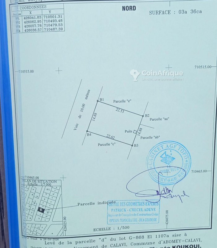 Terrain viabilisé de 336 m² avec clôture et documents légaux complets