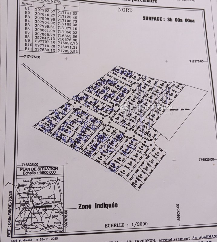 Terrain de 400 m² avec titre foncier en cours et voies aménagées