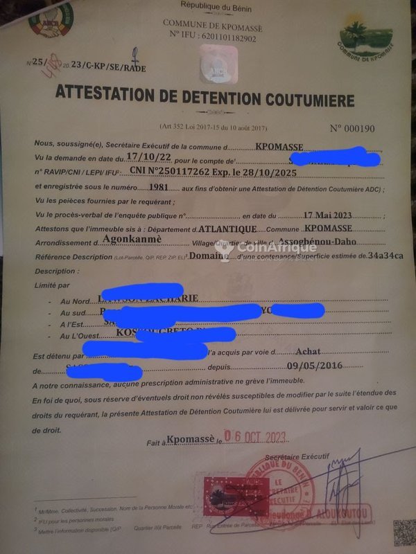 Terrain exceptionnel composé de six parcelles avec documents légaux complets