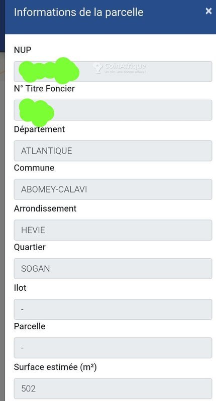 Terrain à vendre avec titre foncier personnel en zone hyper habitée