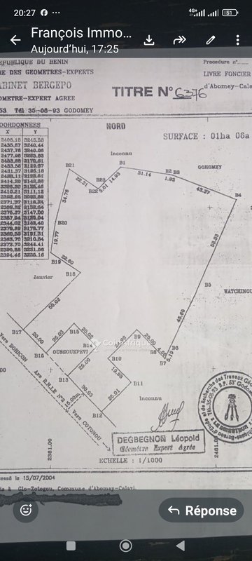 Terrain d'exception d'un hectare avec titre foncier personnel en bordure de voie inter-État